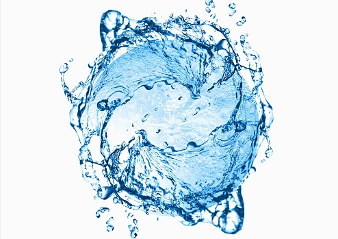 Illustration of splashes swirling in a circle