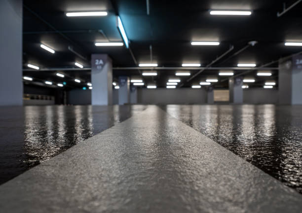istock Surface coating of the parking flooring 1348084780