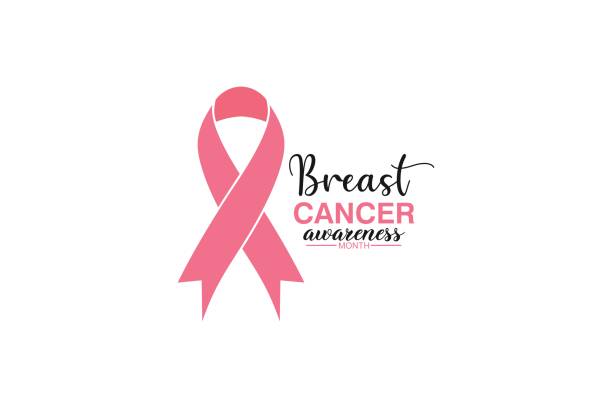 plakat miesiąca świadomości raka piersi, z różowym wzorem wstążki. ilustracja wektorowa plakat miesiąca świadomości raka, z różowym wzorem tła wstążki. ilustracja wektorowa - white background isolated ribbon awareness ribbon stock illustrations
