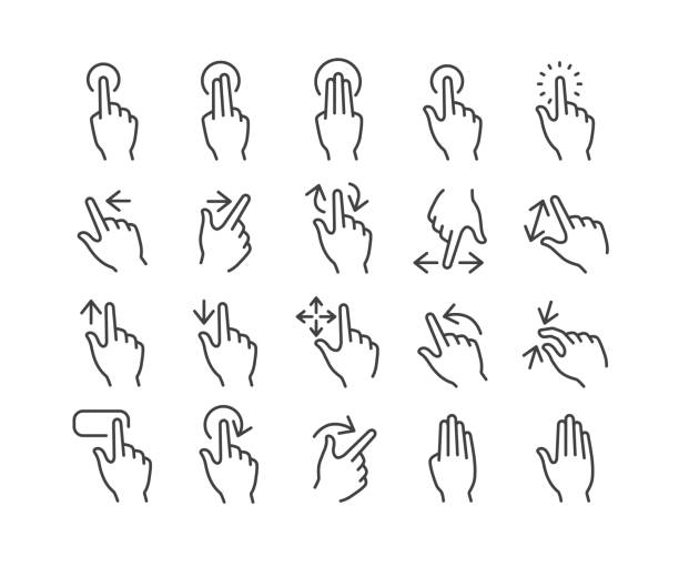 Click Icons - Classic Line Series Editable Stroke - Click - Line Icons finger stock illustrations