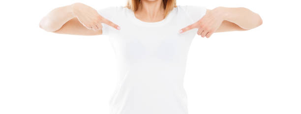 istock woman pinting on white tshirt close up isolated over white 1348087863