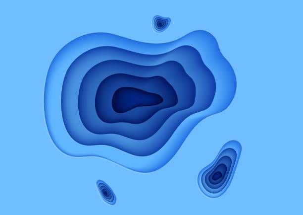 istock Abstract holes background in paper cut style. 3d wallpaper with layered waves. Papercut wavy blue color shapes for business presentation or environmental poster. Vector card illustration 1348088217