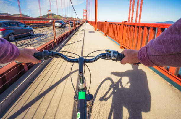 istock Cyclist POV crossing Golden Gate Bridge 1348089632