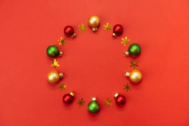 istock Circle frame of Christmas  balls 1348090791