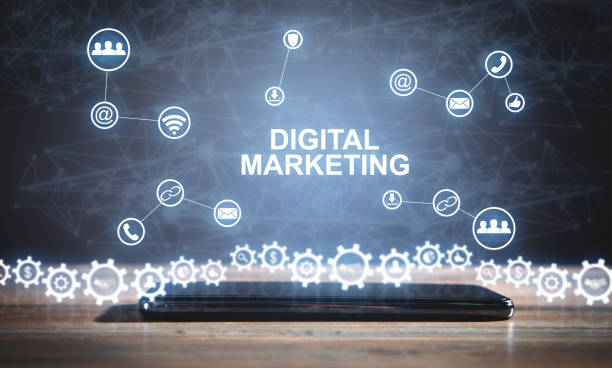 istock Digital Marketing concept with a smartphone. 1348092400