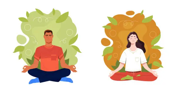 Vector illustration of People meditate concept