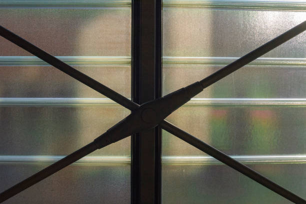 istock Static reinforcement in a steel structure in front of a U-profile glass facade 1348093487