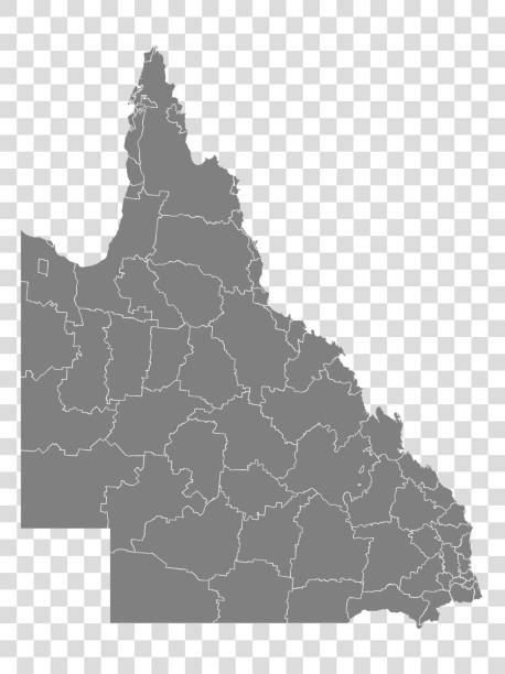 ilustrações de stock, clip art, desenhos animados e ícones de state of  queensland map on transparent background. map state of queensland with districts   for your web site design, logo, app, ui. australia. eps10. - queensland