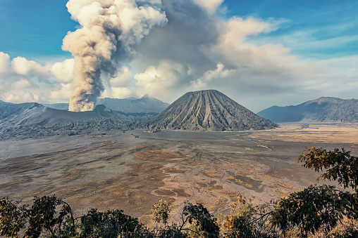 Activity at Mount Bromo in the early morning