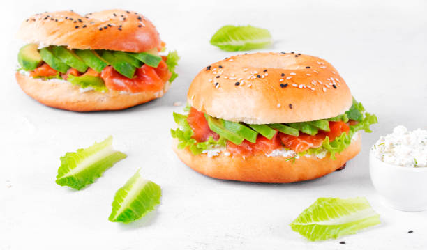 Bagel sandwich with salted trout and avocado