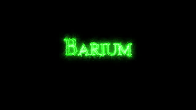 Barium, chemical element, written with fire. Loop