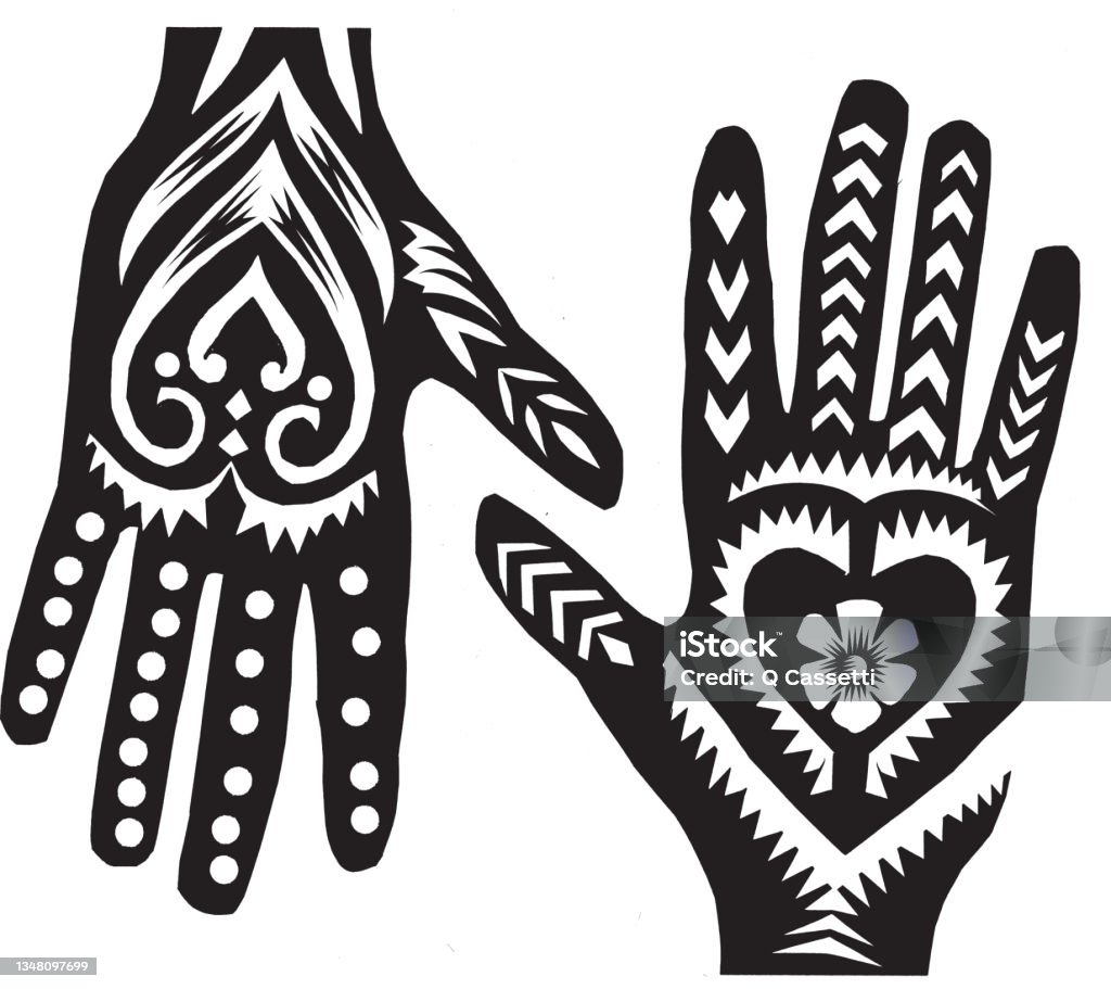 Decorating Hand Shape Decorative Vector Hands Stock Illustration - Download Image Now - Black ...