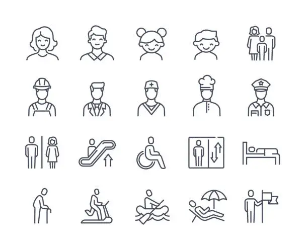 Vector illustration of Set of icons with people