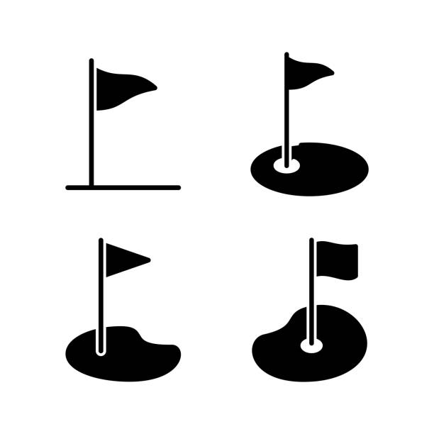 ikona flagi golfa projekt szablon wektorowy ilustracja znak i symbol eps 10 - golf stock illustrations