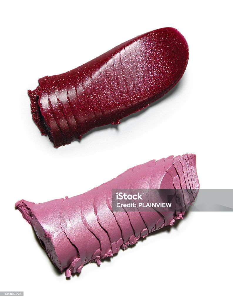 Lipsticks Crushed lipsticks isolated on white background Beauty Stock Photo