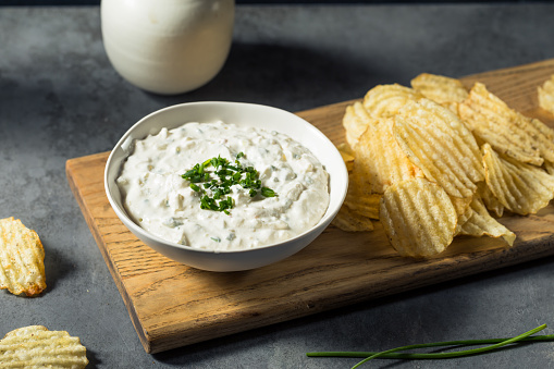 Healthy Homemade French Onion Dip with Chips