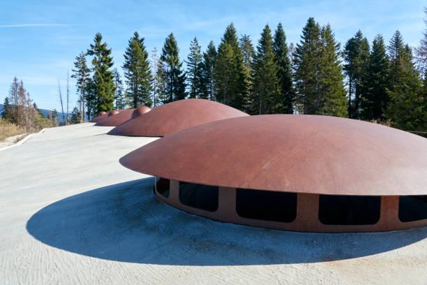 restored domes, of the Italian military fort of the First World War: Campolongo, on the Asiago plateau restored domes, of the Italian military fort of the First World War: Campolongo, on the Asiago plateau rifle old fashioned antique ancient stock pictures, royalty-free photos & images