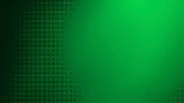 Photo of black gradation half tone pattern on green gradient background. abstract grenn graphic background with dark color from corners of image. empty cosmic background. blurred vivid green sky.