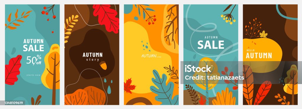 Fall Ad Backround Abstract Autumn Backgrounds Vector Set Fall Banners With Leaves Trees ...