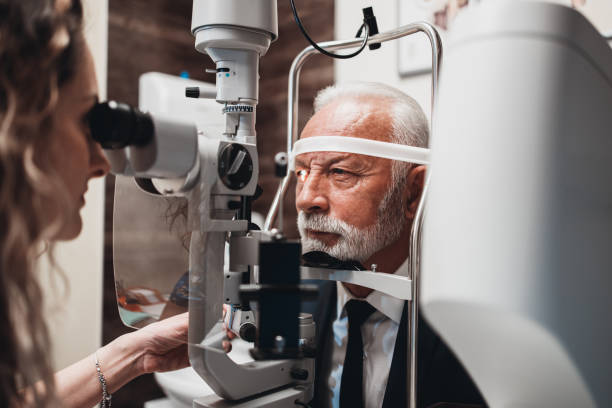 istock Senior man at ophthalmology treatment 1348113271