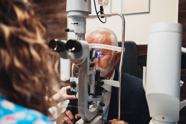 istock Senior man at ophthalmology treatment 1348113278