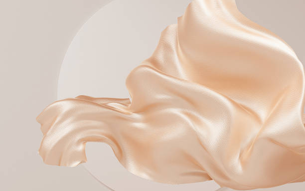 istock Fabric gold color Cloth Flowing on Wind, Textile Wave Flying movement, 3d rendering abstract fashion background 1348114577