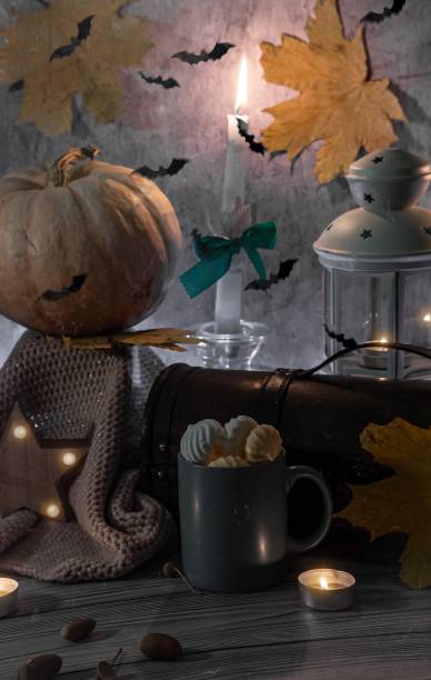 istock Halloween decorations vintage style vertical photography dark background 1348115839