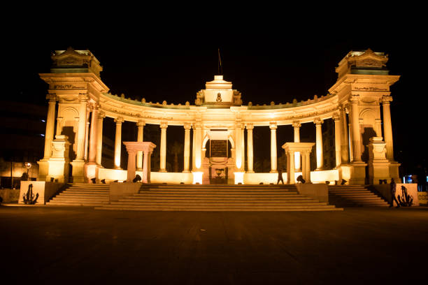 Night view of the Alexandria Naval Unknown Soldier Memorial in Alexandria Egypt. Camera: Canon EOS 5Ds
