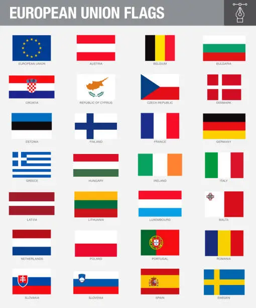 Vector illustration of European Union Country Flags