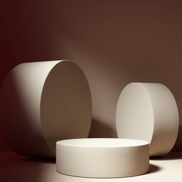 istock Spot light with soft shadows illuminating minimal background with podium, product presentation, object placement mockup, 3d rendering 1348126590