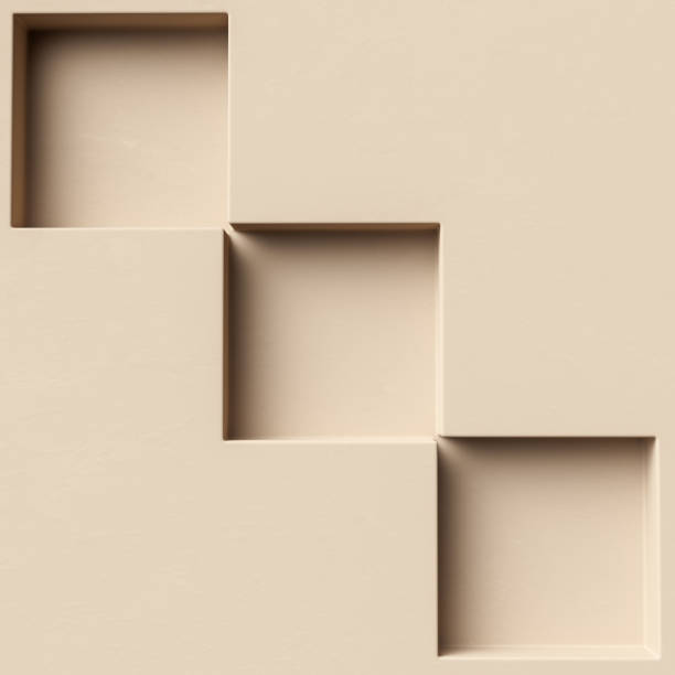 istock Simple geometric symmetrical elements product display background beige pastel color, recess in the wall 3d rendering 1348127934