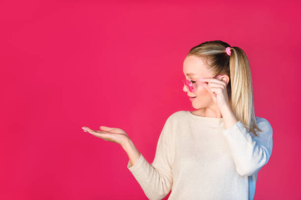 istock Retro girl style concept in pink 1348130059