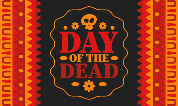 Day of the Dead in November. A holiday dedicated to the memory of the dead. Celebrate annual in Mexico and other Latin American countries. Mexican and Hispanic tradition pattern and texture with skull. Vector poster vector art illustration