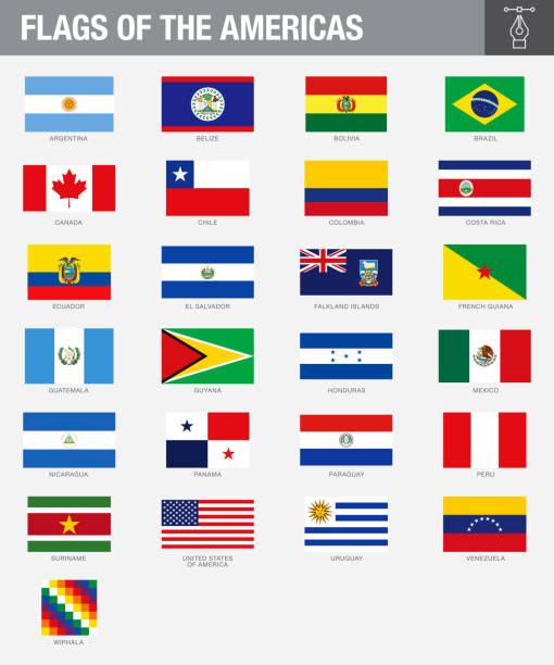 American Country Flags A set of North, South and Central American country flags. Drawn in the correct aspect ratio. File is built in the CMYK color space for optimal printing, and can easily be converted to RGB without any color shifts. panamanian flag stock illustrations