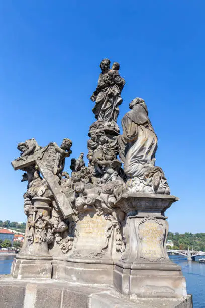 Sousosi Madona of St. Bernard statue on the Charles Bridge in Prague, Czechia.