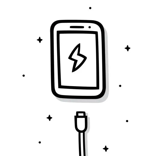 Vector illustration of Smartphone Charge Doodle 5