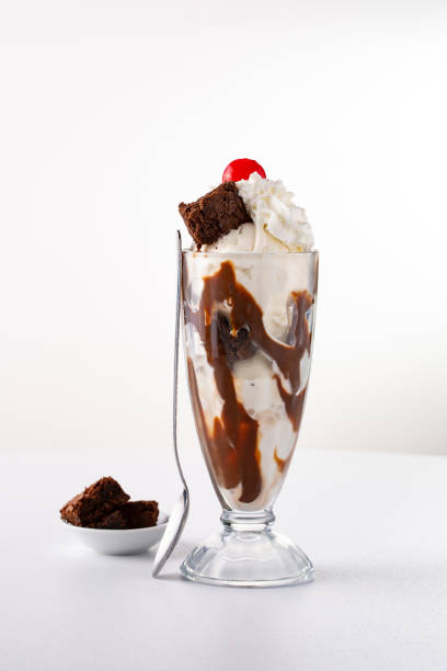 istock Chocolate ice cream sundae with whipped cream 1348136320
