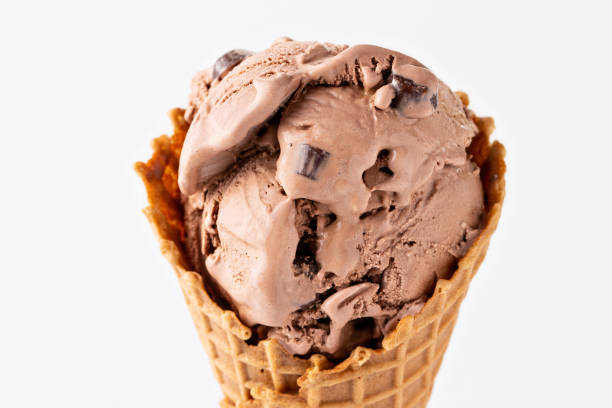 istock Chocolate ice cream in a waffle cone 1348136327