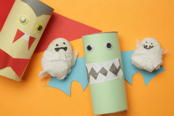 istock Kids craft for Halloween decoration. 1348137274