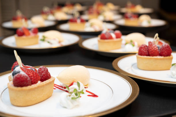 istock Strawberry tart and vanilla ice cream plate 1348140175