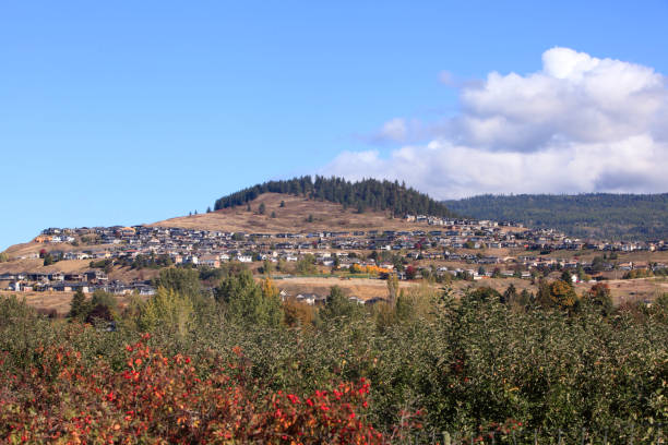 Wide angle view of Foothills residential area Vernon BC in Autumn.  Located above the road to Silver Star Ski Resort in NE Vernon.