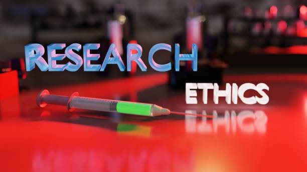 Research Ethics 3D Title 3D render of a laboratory background, with text in the foreground and dramatic red lighting. research ethics stock pictures, royalty-free photos & images