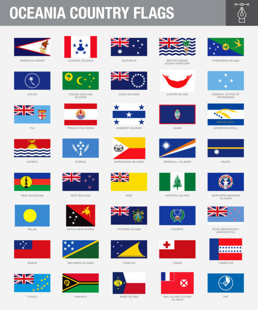 Oceania Country Flags A set of Oceania country flags. Drawn in the correct aspect ratio. File is built in the CMYK color space for optimal printing, and can easily be converted to RGB without any color shifts. wallis and futuna islands stock illustrations