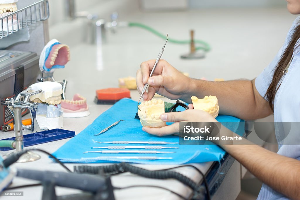치아용 기술자 측면 보기 - 로열티 프리 건강관리와 의술 스톡 사진