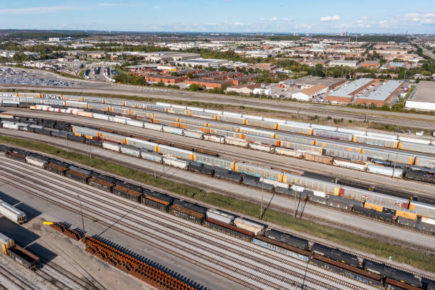 istock Aerial View of Rail Classification Yard, The MacMillan Yard, Maple, Vaughan, Canada 1348143100