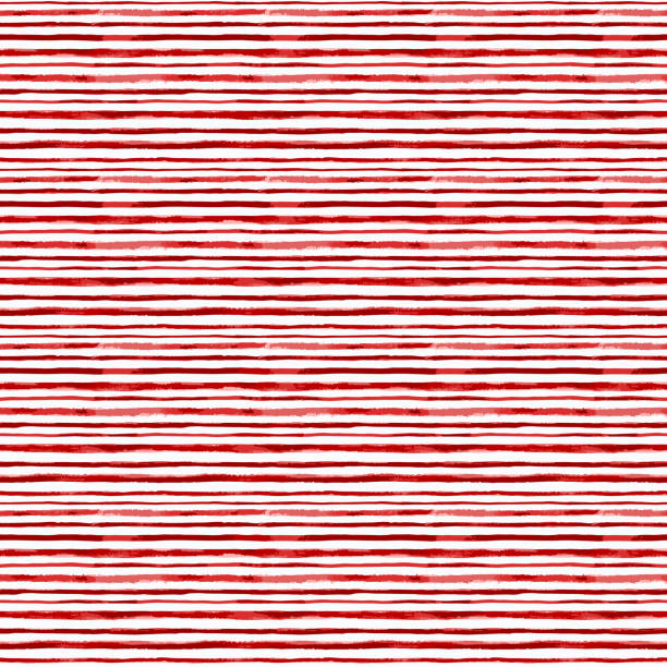 istock Hand drawn Red White Watercolor Stripes Seamless Pattern. Painted Lines of various width. Abstract Striped vector background, grunge texture for fashion retro print, textile design 1348144066