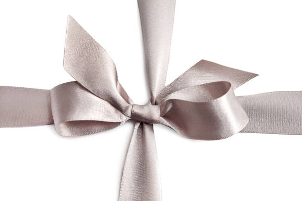 istock Beige satin bow isolated on white background. Upside down. 1348145415
