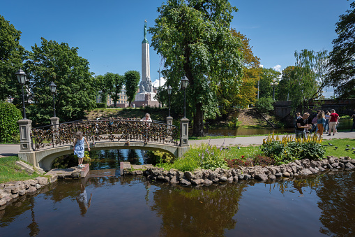 Riga, Latvia - Jul 14, 2019: Bastejkalns Park - Riga, Latvia