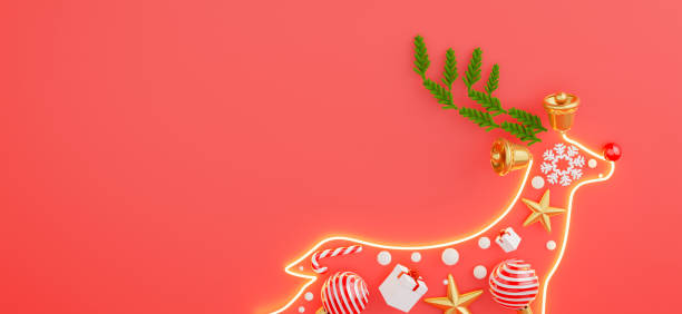 istock neon light deer with decoration merry christmas concept for your product display 1348148930