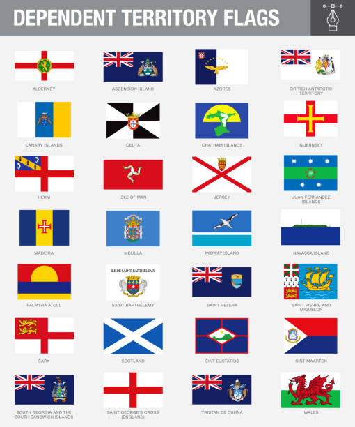 флаги зависимых территорий - wales stock illustrations